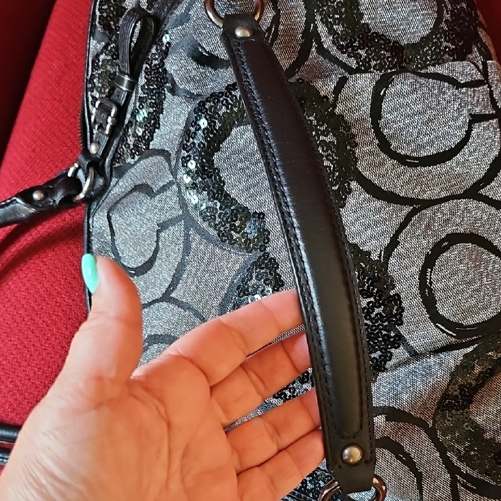 COACH 2010 MADISON SOPHIA LEATHER LUREX SEQUIN LARGE SATCHEL BAG TOTE Like New! - Picture 12 of 12